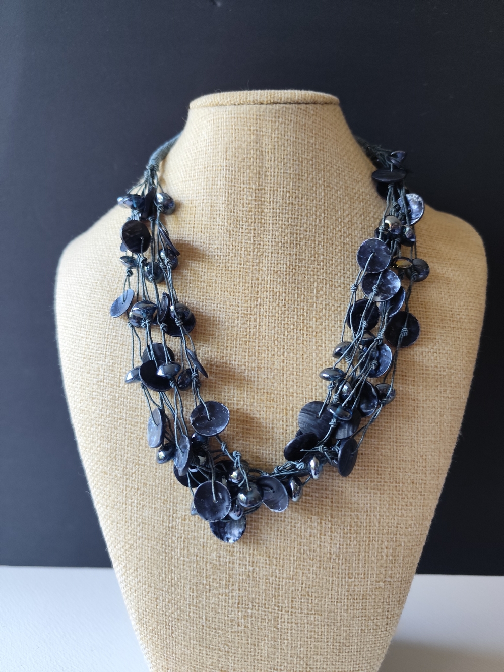 3/$25💙Handmade Blue Shell Multi-Strand Necklace - Picture 4 of 4